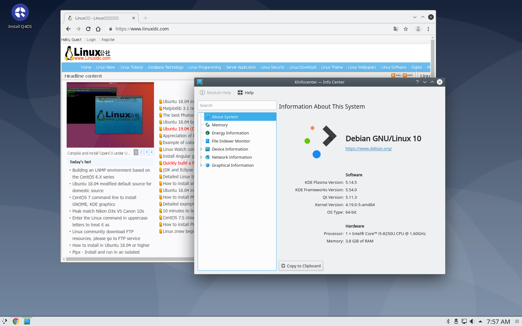 Q4OS 3.8 发布，作为在Debian 10.0上构建的传统桌面Linux发行版