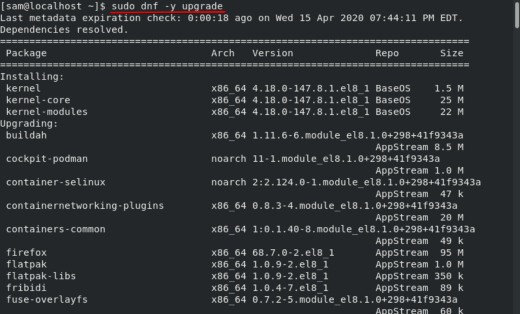 Upgrade installed packages