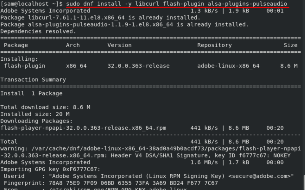 Install Flash Player on CentOS