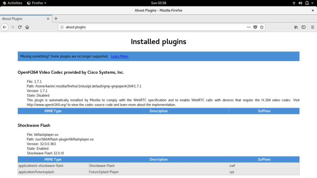 Check installed plugins